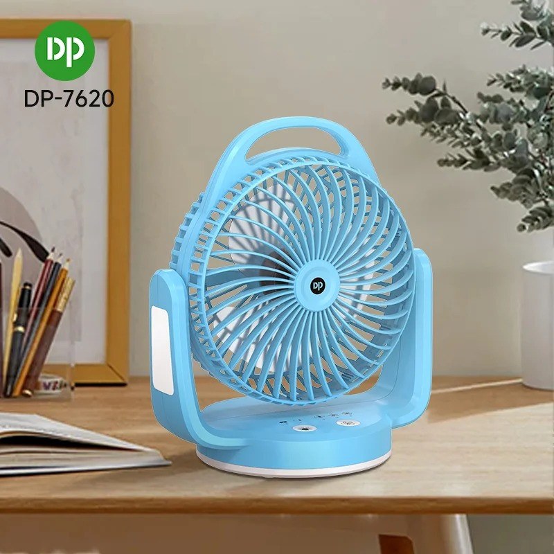  DP-7620 Rechargeable Desktop Fan with Light and Hook